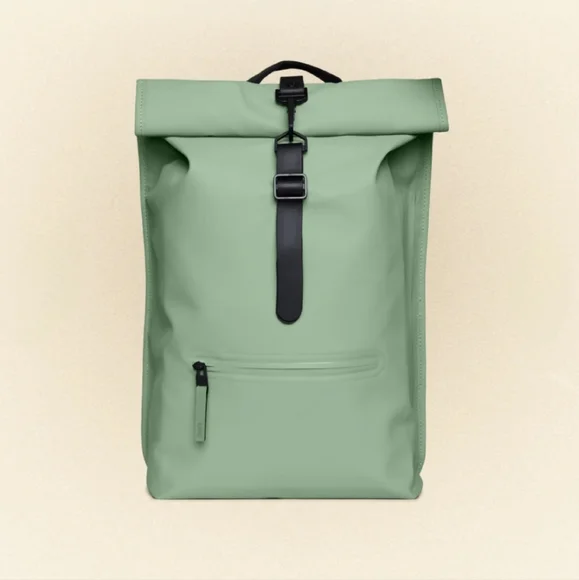 ? RAINS‎ ROLLTOP RUCKSACK  COLOR MINERAL . MSRP $125 RAINS Backpack Rolltop Rucksack Mini Mineral Hike Waterproof  main image 4